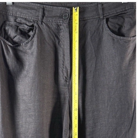 Zara Black Linen Blend High Waisted Wide Leg Trousers XL Resortwear Chic ‎ 82-03 - Picture 6 of 11
